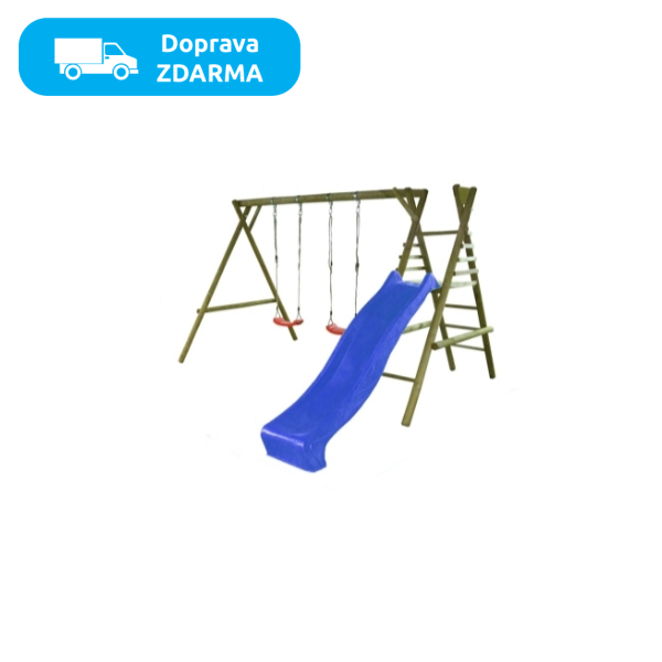 Detská drevená hojdačka Marimex 11 + modrá šmykľavka - 320 €