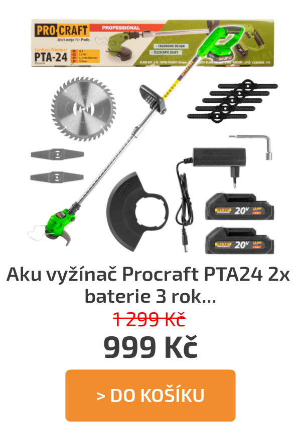 Aku vyžínač Procraft PTA24 2x baterie 3 roky záruka - AKCE FB - 1 299 Kč
