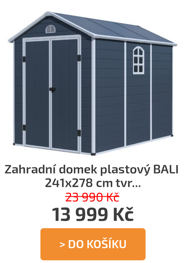 Zahradní domek plastový BALI 241x278 cm tvrzený plast šedý - 23 990 Kč