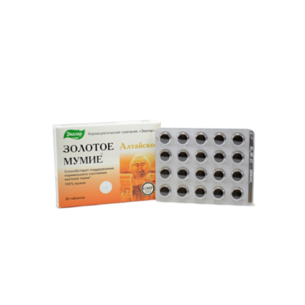 Golden MUMIO - altáji mumio- étrend-kiegészítő- Evalar - Csomagolás (Balenie): 20 tabletta - 3 420 Ft