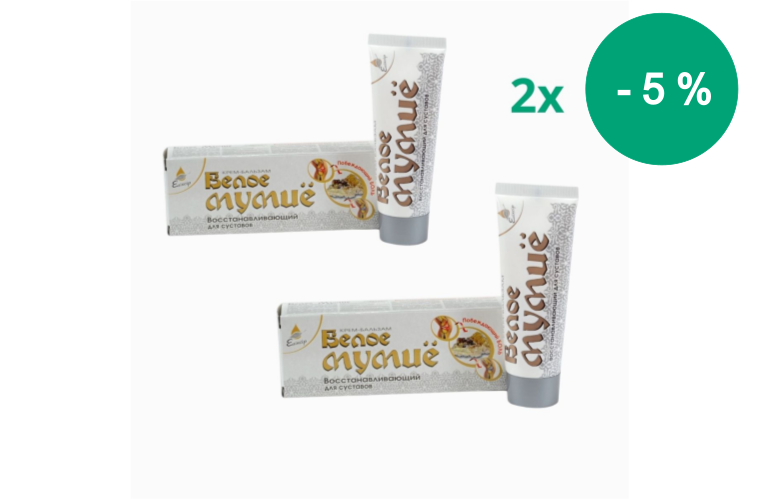Akciós készlet: 2x Fehér Mumio - krém-balzsam az izületek regenerálódásához - 75 ml - Elixir - 9 380 Ft