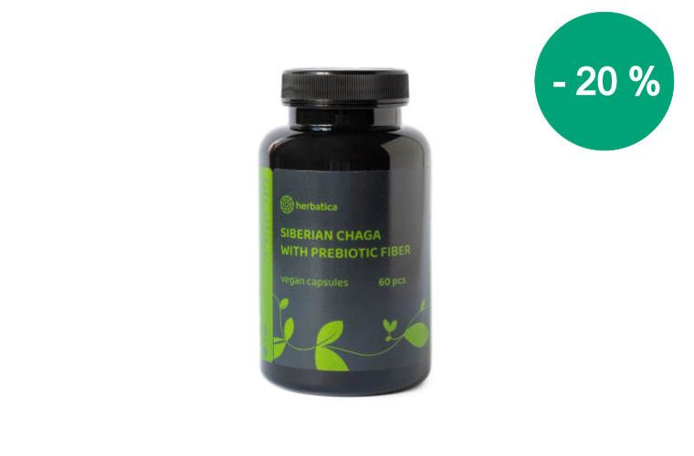 Szibériai Chaga - 60 vegán kapszula INULIN-nal - Herbatica - 5 620 Ft