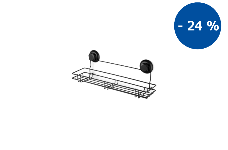 Polička pod zrcadlo Compactor Bestlock Black s přísavkami - bez vrtání, nosnost až 12 kg - 699 Kč