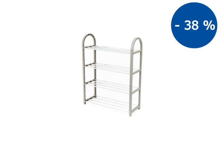 Čtyřpatrový botník Compactor Poly na 12 párů bot, Polypropylen -chrom, 49,5 x 18,4 x 65 cm - 319 Kč