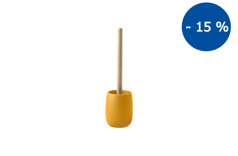 Spirella WC štětka SVEN, se žlutou polyresinovou nádobou, dřevo - 499 Kč