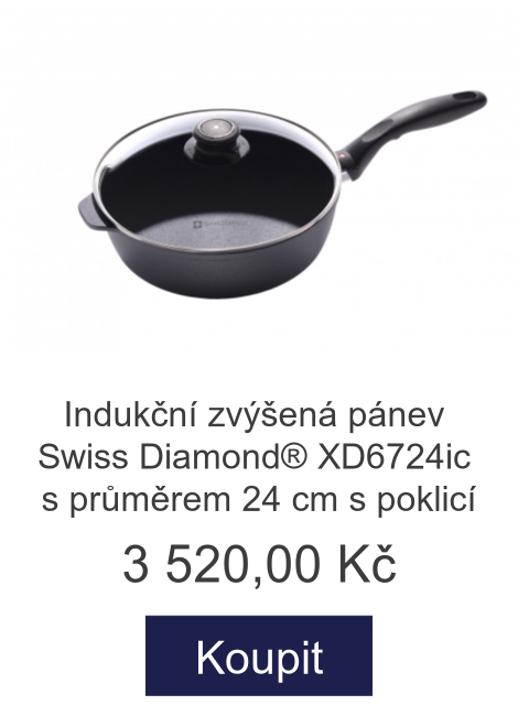 Indukční zvýšená pánev Swiss Diamond® XD6724ic s průměrem 24 cm s poklicí - 3 520 Kč