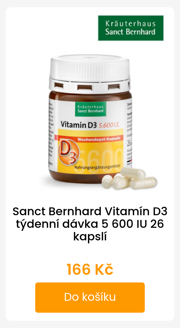 Sanct Bernhard Vitamín D3 týdenní dávka 5 600 IU 26 kapslí - 166 Kč