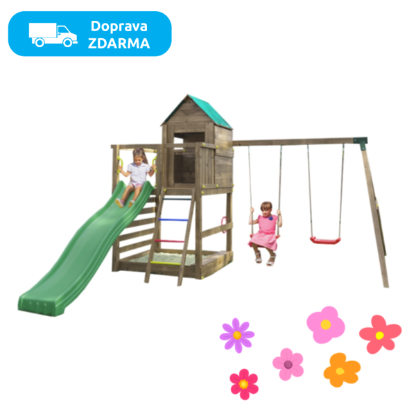 Dětské hřiště Marimex Play Basic 007 + zelená skluzavka - 14 990 Kč