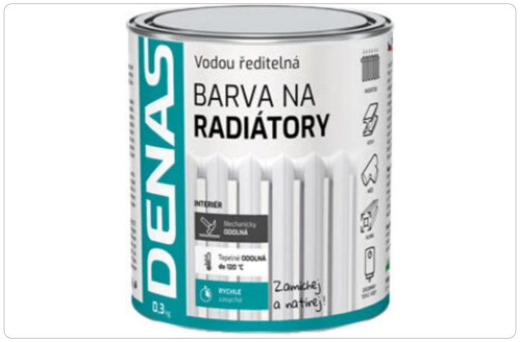 DENAS BARVA NA RADIÁTORY rychleschnoucí, 0100 bílá, 300 g - 225 Kč