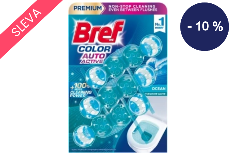 Bref WC blok Color Auto Active Ocean, 3 × 50 g - 100 Kč