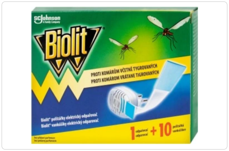 Biolit elektrický odpařovač proti komárům se suchou náplní 10 polštářků, 7,4 g - 145 Kč