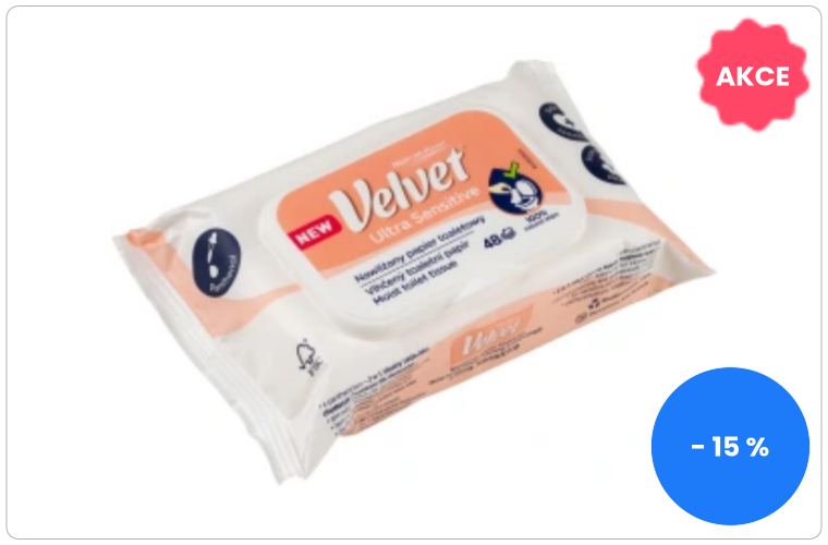 VELVET vlhčené ubrousky/toalet.papír ultra sensitive 48 ks - 34 Kč