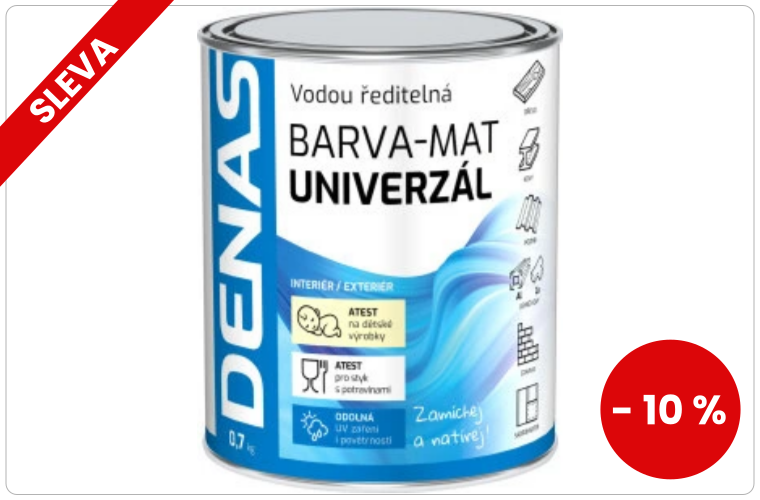 DENAS UNIVERZÁL-MAT vrchní barva na dřevo, kov a beton, 0655 tmavě okrová, 700 g - 322 Kč