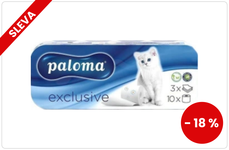 Paloma 3vrstvý toaletní papír Exclusive Plus White, 8 rolí - 73 Kč