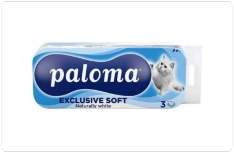 Paloma Exclusive Soft White 3vrstvý toaletní papír, 10 rolí, 12,98 m role - 66 Kč