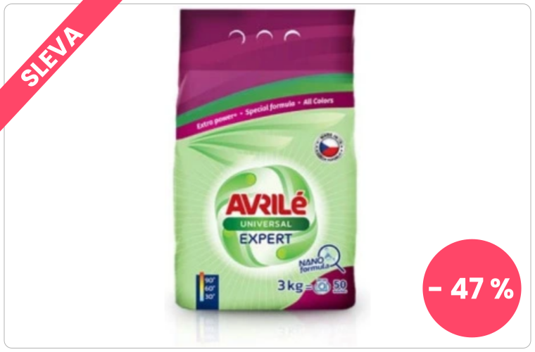 Avrilé Expert Universal prací prášek, 50 praní 3 kg - 150 Kč