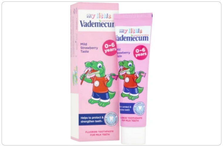 Vademecum Junior, zubní pasta pro děti, příchuť jahoda, pro děti 0-6  let,  50 ml - 58 Kč