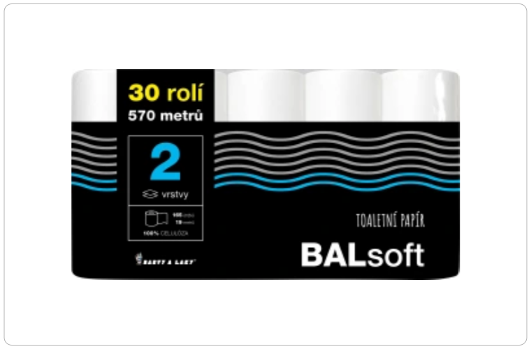 BALsoft 2vrstvý toaletní papír, 30 rolí, 19 m role - 180 Kč