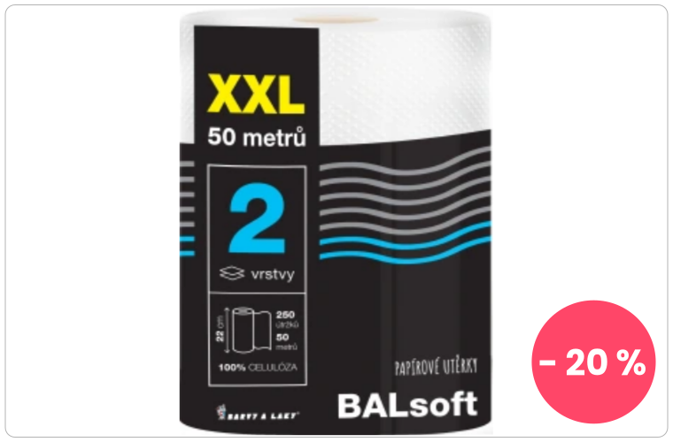 BALsoft XXL 2vrstvé papírové utěrky 50 m, 1 role - 54 Kč