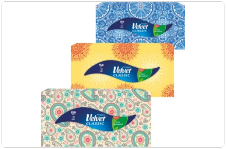 Velvet Classic 2vrstvé papírové kapesníky, 150 ks - 33 Kč