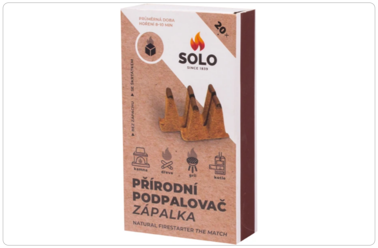 Solo přírodní podpalovač zápalka, 20 podpalů - 32 Kč
