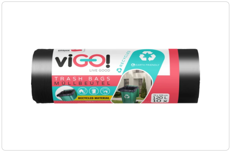 viGO pytle na odpadky, 28 µ, 70 × 105 cm, 120 l, 10 ks - 39 Kč