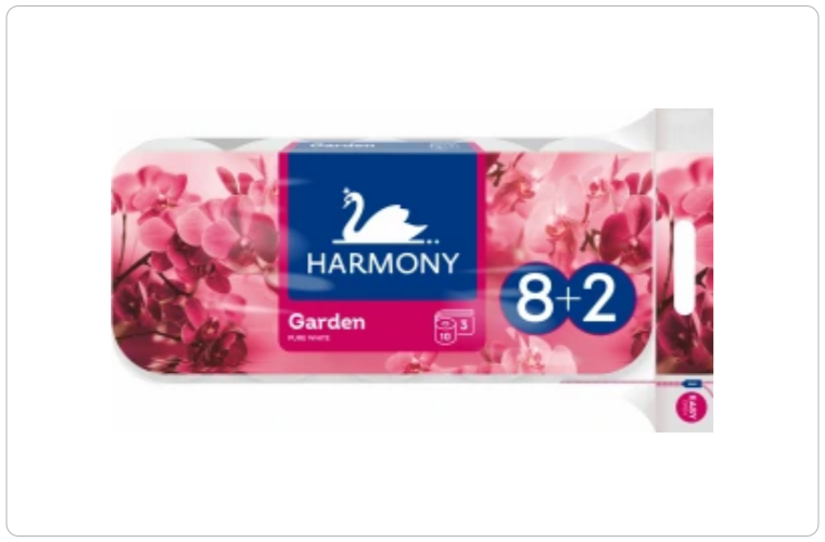 Harmony Premium Garden Pure White 3vrstvý toaletní papír, 8+2 rolí, role 17,5 m - 90 Kč
