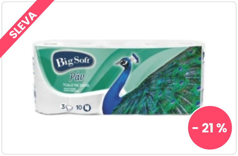Big Soft Páv Toaletní papír 3vr, 10 ks - 63 Kč