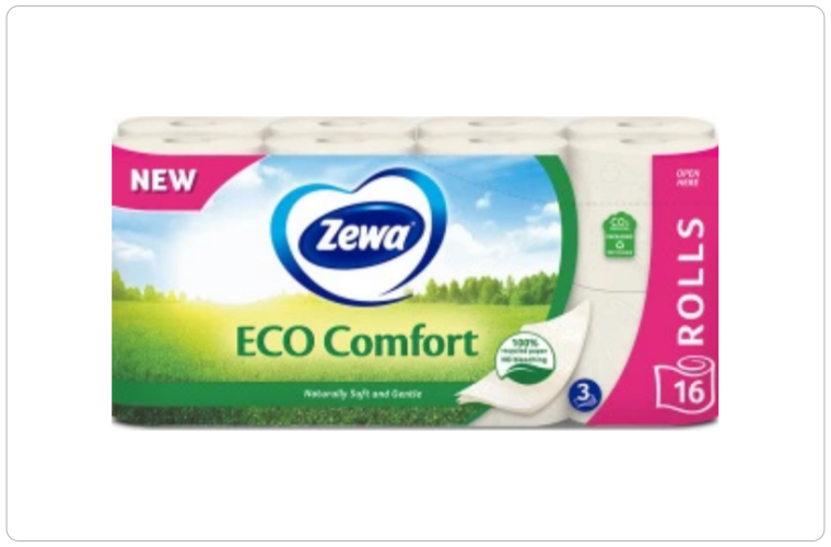 Zewa ECO Comfort 3vrstvý toaletní papír, 16 rolí, 19,3 m role - 165 Kč