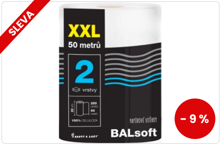 BALsoft XXL 2vrstvé papírové utěrky 50 m, 1 role - 44 Kč