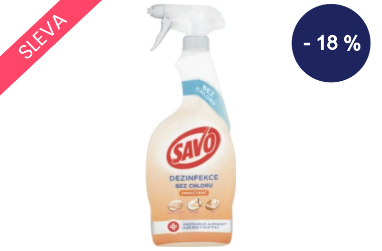 SAVO odmašťovač Bez chloru dezinfekční prostředek, 750 ml - 97 Kč