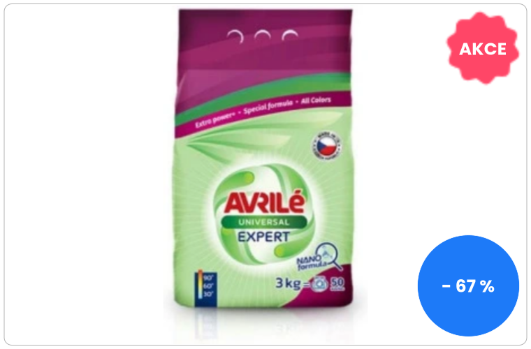Avrilé Expert Universal prací prášek, 50 praní 3 kg - 150 Kč