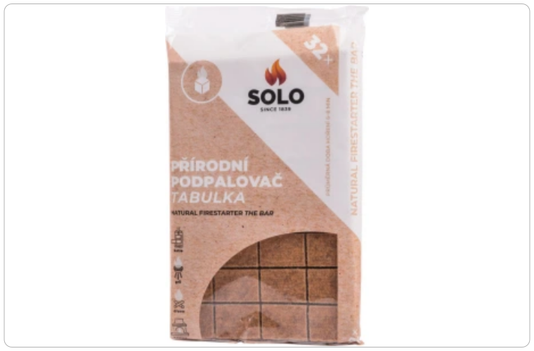 Solo přírodní podpalovač tabulka, 32 podpalů - 18 Kč