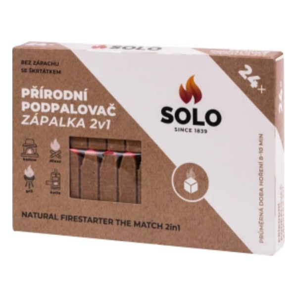 Solo přírodní podpalovač zápalka 2v1, 24 podpalů - 43 Kč