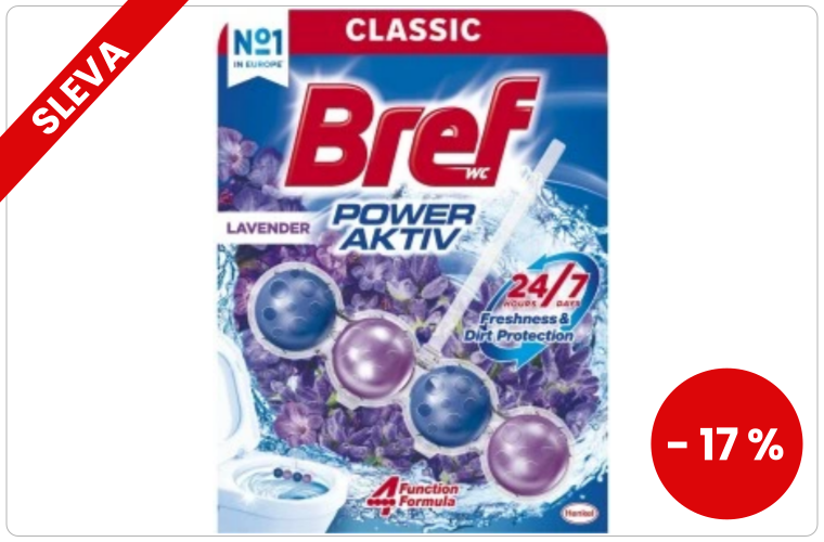 Bref WC Power Aktiv Levandule, WC blok v kuličkách, levandule, 50 g - 42 Kč
