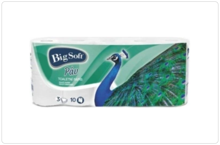 Big Soft Páv Toaletní papír 3vr, 10 ks - 63 Kč