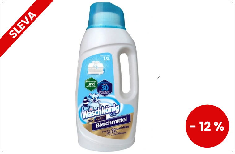 Waschkonig bělidlo a odstraňovač skvrn Bleichmittel Oxy Kraft tekuté, 1500 ml - 91 Kč