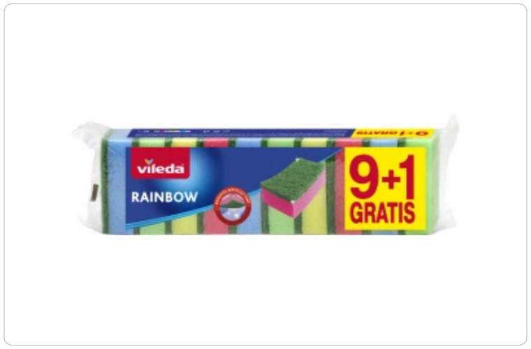 Vileda Style houbičky na nádobí s drátěnkou, 9 + 1 ks - 36 Kč