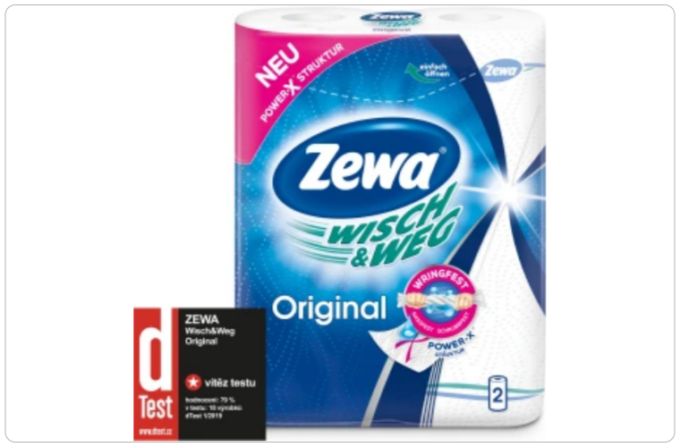 Zewa Wisch & Weg Original 2vrstvé papírové utěrky, 2 × 45 útržků - 50 Kč