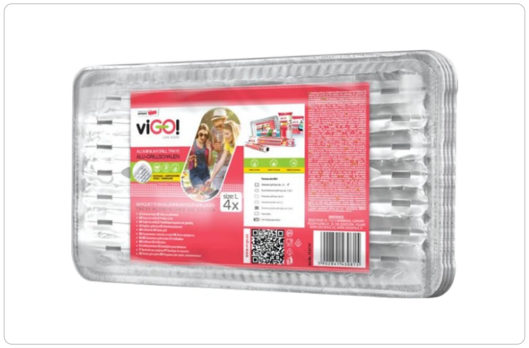Quickpack viGO grilovací tácky, rozměry 23 × 34 cm, balení 4 kusy - 39 Kč