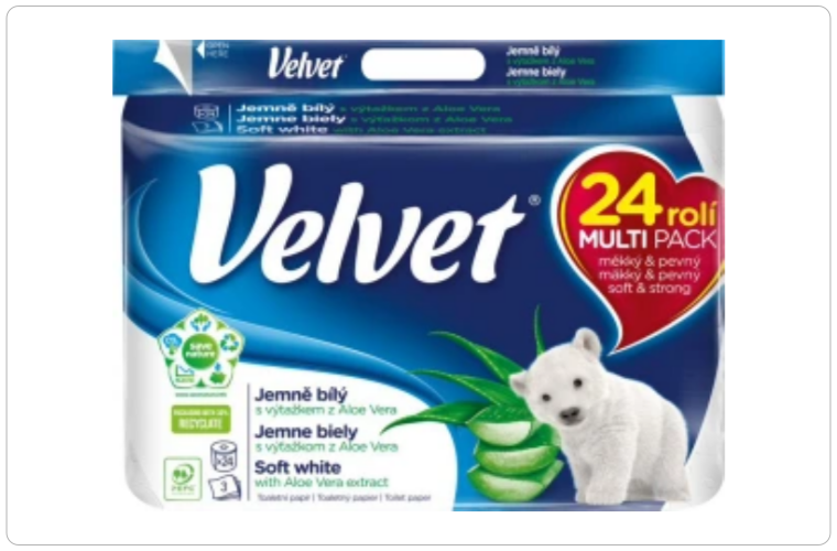 Velvet Soft White 3vrstvý toaletní papír, 24 rolí, 18,3 m role - 200 Kč