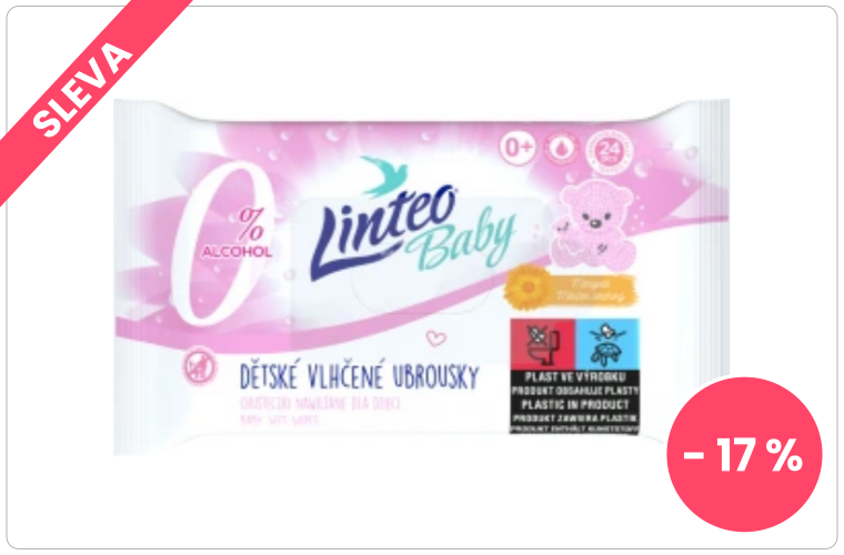 Linteo Baby vlhčené ubrousky s Měsíčkem lékařským, 24 ks - 18 Kč