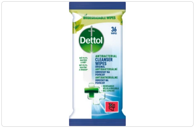 Dettol dezinfekční ubrousky na povrchy, 36 ks - 86 Kč