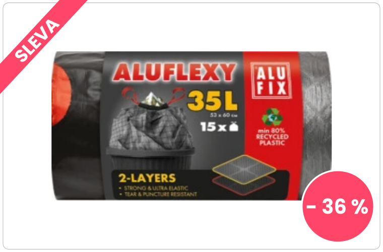 Alufix pytle na odpad, zatahovací, 28µ , 53 x 60 cm, 35 l, 15 ks - 70 Kč
