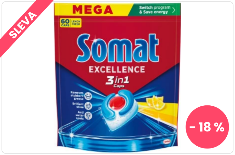 Somat Excellence 3v1 Lemon tablety do myčky, 60 ks - 368 Kč