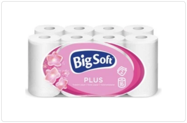 Big Soft Plus 2vrstvý toaletní papír, 16 rolí, 17,6 m role - 101 Kč