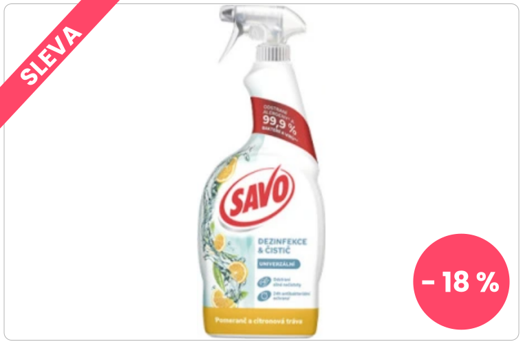 SAVO univerzální dezinfekční sprej Pomeranč a Citronová tráva, 700 ml - 97 Kč