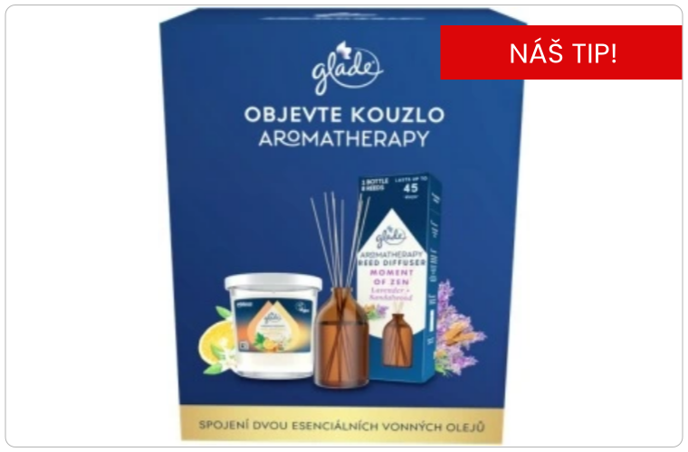 GLADE Aromatherapy dárkový set (svíčka 170 g + vonné tyčinky 80 ml) - 455 Kč