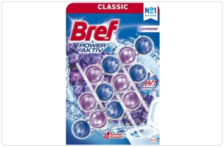Bref WC Power Aktiv Lavender, WC kuličky, 3 × 50 g - 90 Kč