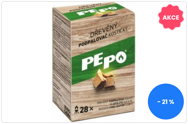 PE-PO Dřevěný podpalovač kostičky 28 ks - 42 Kč